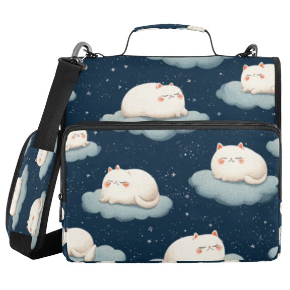 DIXRUYEE Zipper Binder trapper keeper Documents Organized Starry Night Cloud Cat Colony Printed