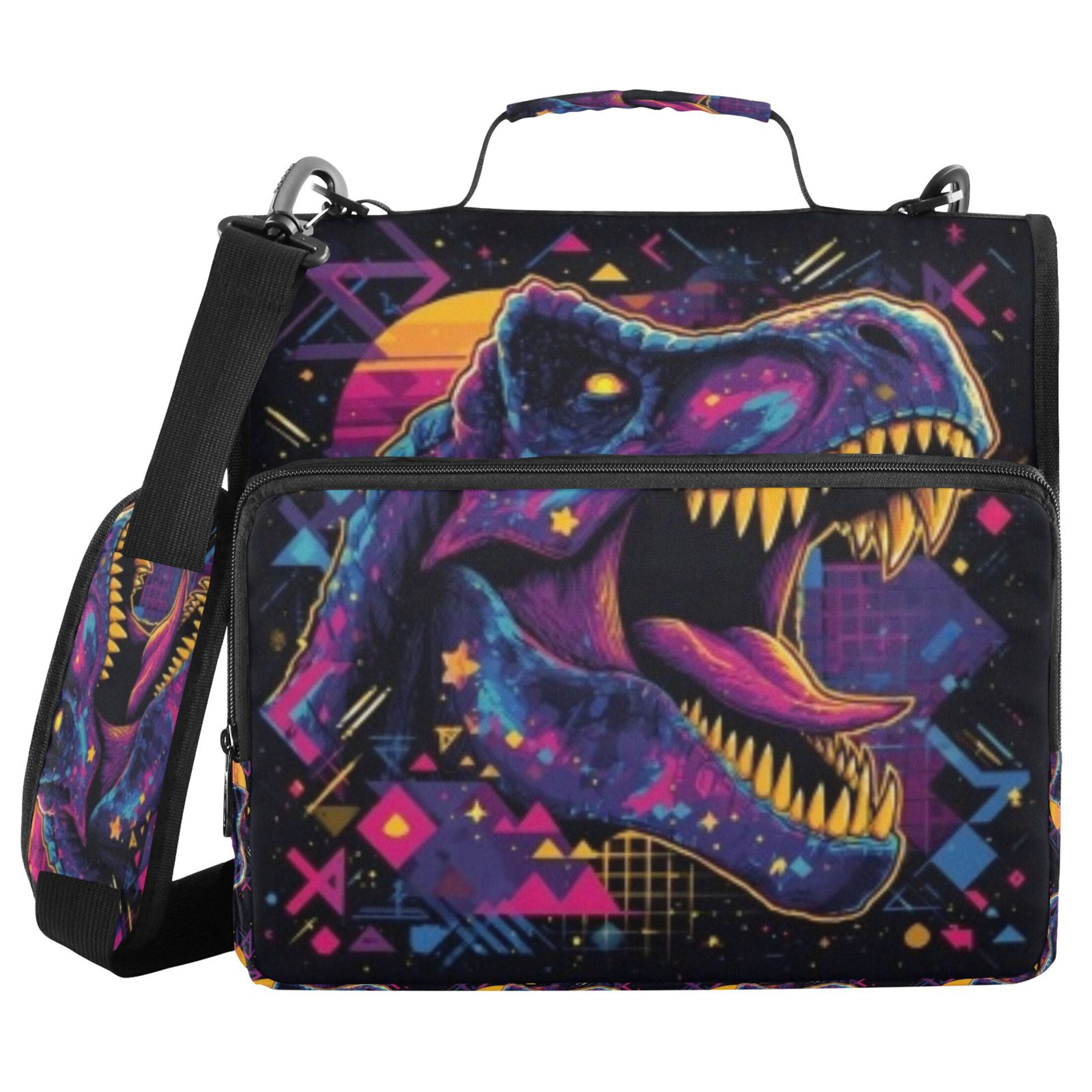 DIXRUYEE Zipper Binder trapper keeper Documents Organized Sunset Cosmic T-rex Printed