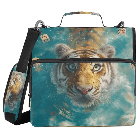 DIXRUYEE Zipper Binder trapper keeper Documents Organized Swimming Tiger Printed