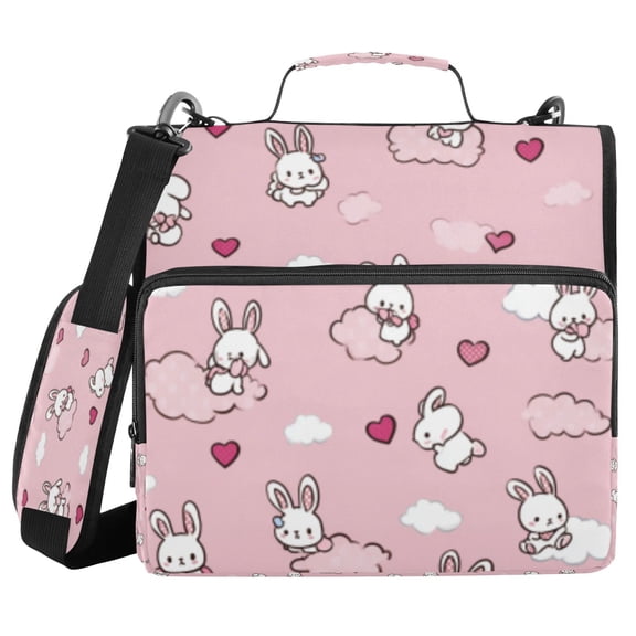 DIXRUYEE Zipper Binder trapper keeper Documents Organized Tiny Bunny Heart Cloudscape Printed