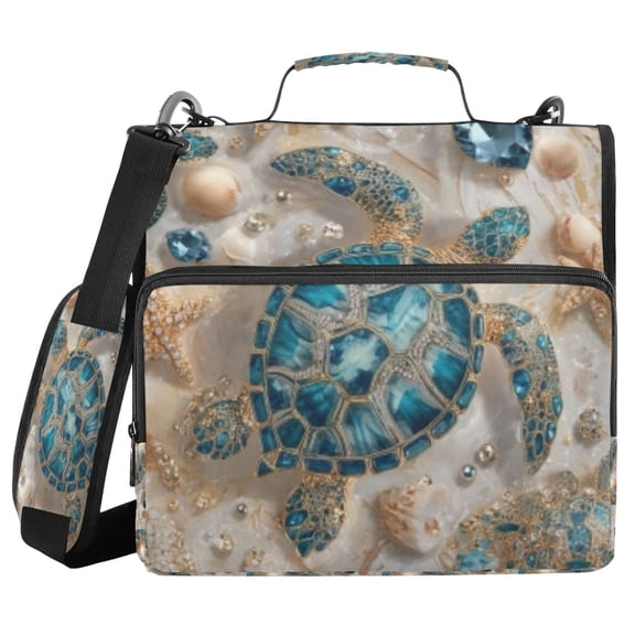 DIXRUYEE Zipper Binder trapper keeper Documents Organized Turquoise Pearl Turtle Printed
