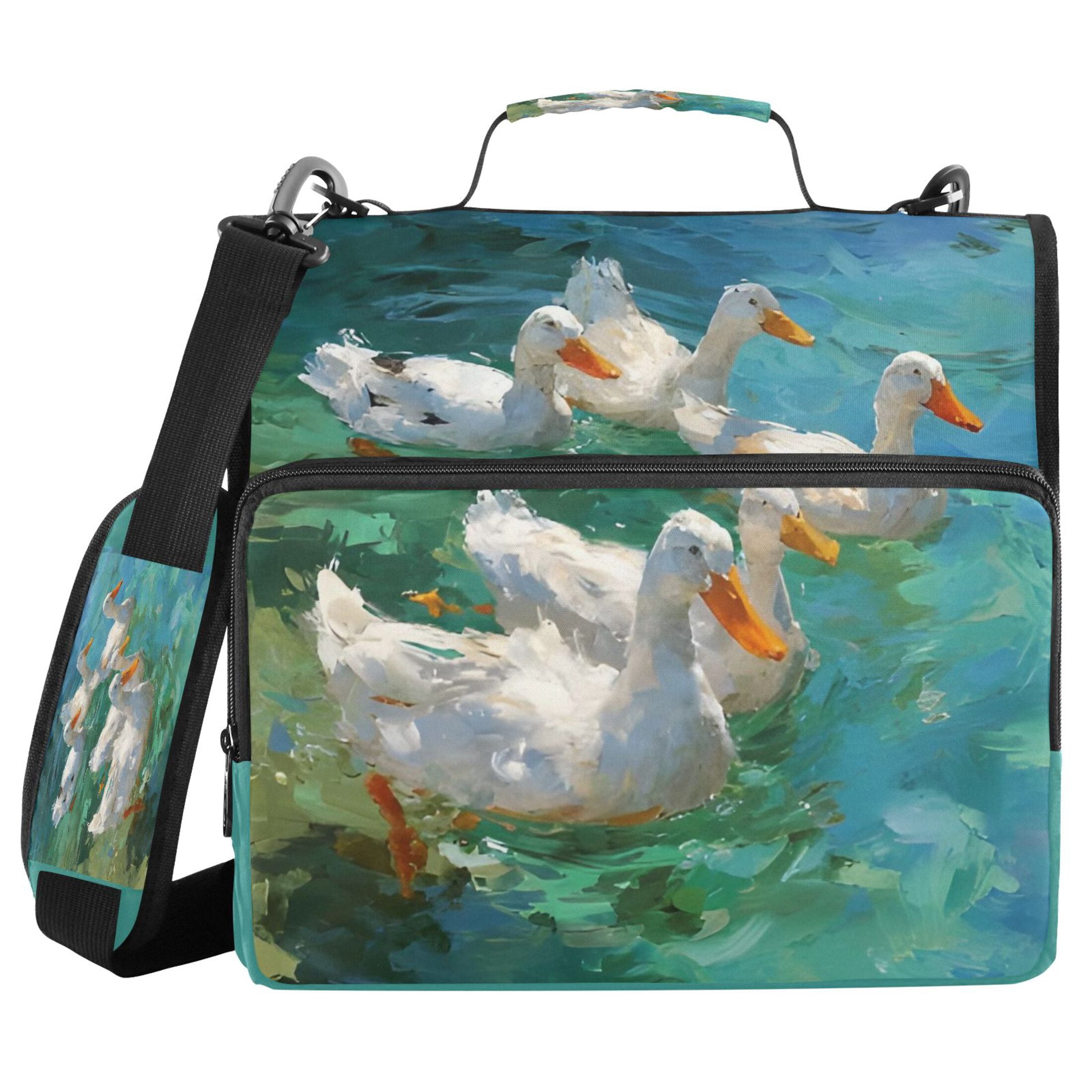 DIXRUYEE Zipper Binder trapper keeper Documents Organized Turquoise Water Ducks Printed