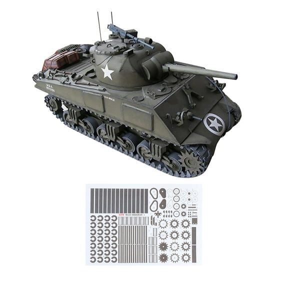 DIY 1/25 Scale USA Sherman M4A3 Tank Paper Model Military Puzzle Kit Tank Paper Model TAPDRA Spare Part