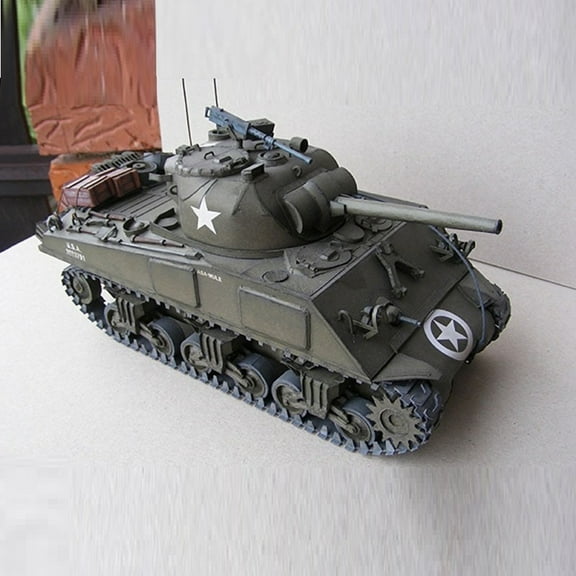 DIY 1/25 Scale USA Sherman M4A3 Tank Paper Model Military Puzzle Kit for DIY Enthusiasts