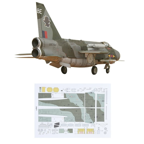 DIY 1/33 Scale British Lightning F Mk.6 Fighter Paper Model Military Puzzle Kit for Children Aviation Enthusiasts