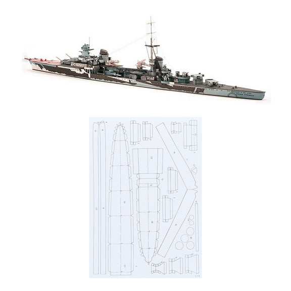DIY 1/400 Scale Italy Muzio Attendolo Light Cruiser Paper Model Military Puzzle Kit Ship Paper Model Papercraft TAPDRA Spare Part