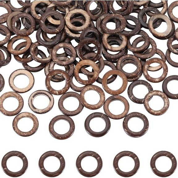 DIY 1 Box 200Pcs Small Wooden Rings Wood Craft Ring Bulk Unfinished Smooth Solid Lightness Brown Natural Coconut Round Linking Connector Loop Circle for Jewelry Making Earring Necklace DIY Craft DIY
