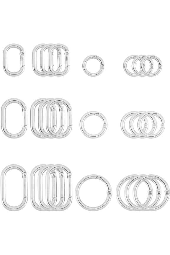DIY 1 Box 24Pcs Oval Keychain Ring Round Round Spring O Rings Silver Alloy Small Smooth Open Snap Hook Buckle Circle O Rings for Jewelry Making Bags Purse Keychain Lanyard Supplies DIY Crafts DIY
