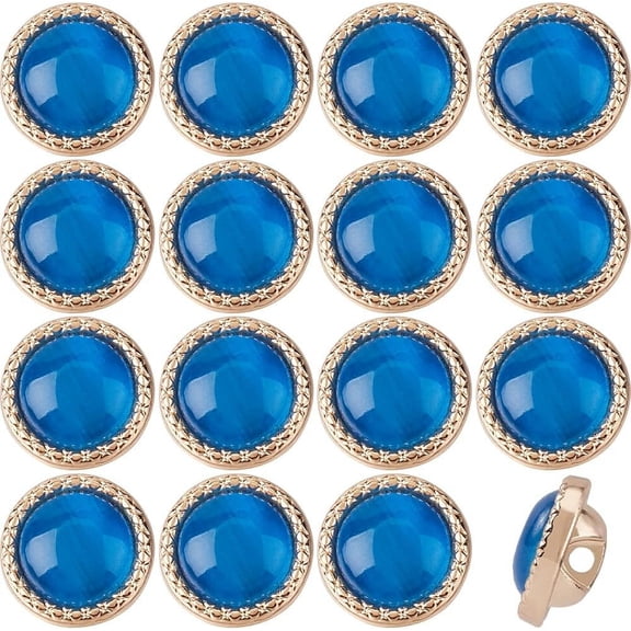 DIY 1 Box 24Pcs Pearl Buttons 3/7" Plastic Shank Button Vintage Sewing Round Sew on Buttons with Golden Alloy Findings Clothing Embellishments for Crafts Coats Wedding Party Dress Jeans Jewelry