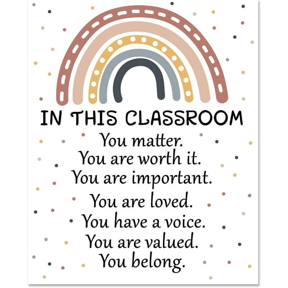 DIY 1 Pc Boho Rainbow Classroom Decor In This Classroom Motivational Words Poster Bulletin Board Decoration for Nursery Teachers School Classroom Reading Rooms DIY