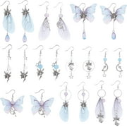 NOBRAND DIY 10 Pairs Butterfly Wing Charms Fairy Charm Earring Making Kits Organza Fabric Insect Butterflies Charms for Jewelry Making Kit Teardrop Beads Linking Rings Adult Women Starter Set