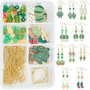 AHANDMAKER DIY 10 Pairs Cactus Dangle Earrings Making Kit Alloy cactus Pendants Charms Polymer Clay Beads Jump Rings & Earring Hooks for Beginners Jewelry Making Supplies
