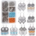 thumbnail image 1 of DIY 10 Pairs Chandelier Charms Earring Making Kit Boho Charms for Jewelry Making Feather Charms Cone Charms Flat Round Charms Head Pins Eye Pins Jump Rings Antique Silver Adult Women, 1 of 9