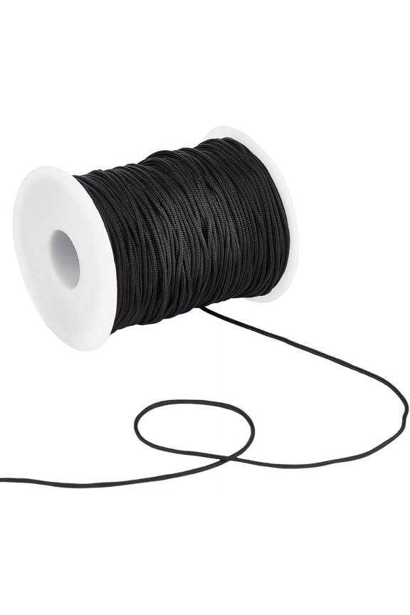DIY 100 Yards Wind Chime String Black Nylon String 1.5mm Chinese Knotting Cord Twine Outdoor String Braided String Thread Replacement Nylon Thread for Bracelet Kumihimo Craft Lift Blind Windows DIY
