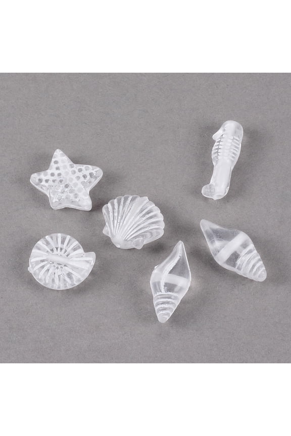 DIY 100pc Craft Style Transparent Acrylic Charms Mixed Shapes Clear 11~16.5x6~13x4~5.5mm Hole: 1mm
