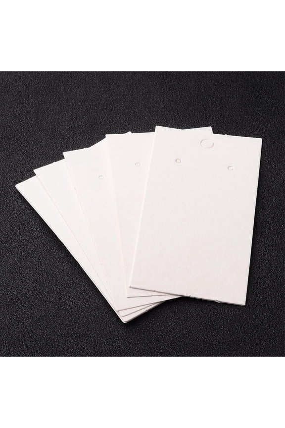 DIY 100pc Paper Earring Card with Three Holes White 90mm long 50mm wide DIY