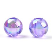 DIY 100pc Transparent Acrylic Beads AB Colors Plated Round Blue Violet 8mm Hole: 2mm DIY
