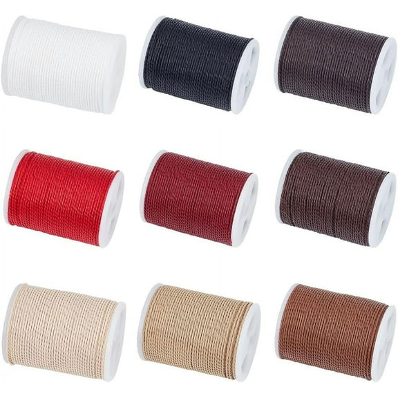 DIY 108 Yards 9 Colors 1mm Waxed Cords Waxed Polyester Thread Waxed Beading String Twine for DIY Bracelet Necklaces Waist Beads Jewelry Making Sewing Macrame Supplies 12 Yards/Roll Mixed Color DIY