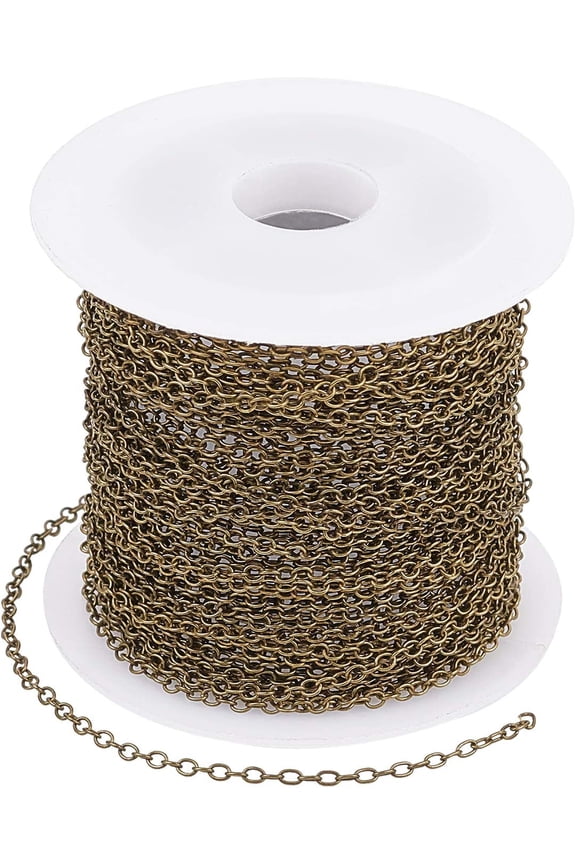 DIY 10m/32.80 Feet Antique Bronze Chains Brass Handmade Chains Nickel Free Chains 1 Roll Chains for Necklace Jewelry Accessories DIY Making DIY