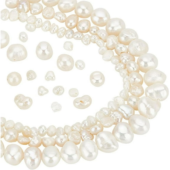 DIY 110pcs 3 Sizes Freshwater Pearl Beads Natural Cultured Irregular Pearl Genuine Real Gemstone Bead with Holes for Jewellery Making Bracelets Necklaces Crafts Vase Filler 2.5~8mm DIY