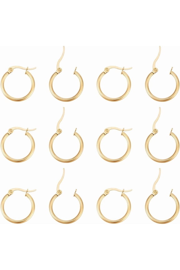 DIY 12 Pairs Stainless Steel Huggie Hoop Earrings Cartilage Ear Cuff Gold Tiny Hoop Earring Mini Hoop Earrings Hugging Hoop Earrings Sleeper Earwires Components for DIY Earring Making
