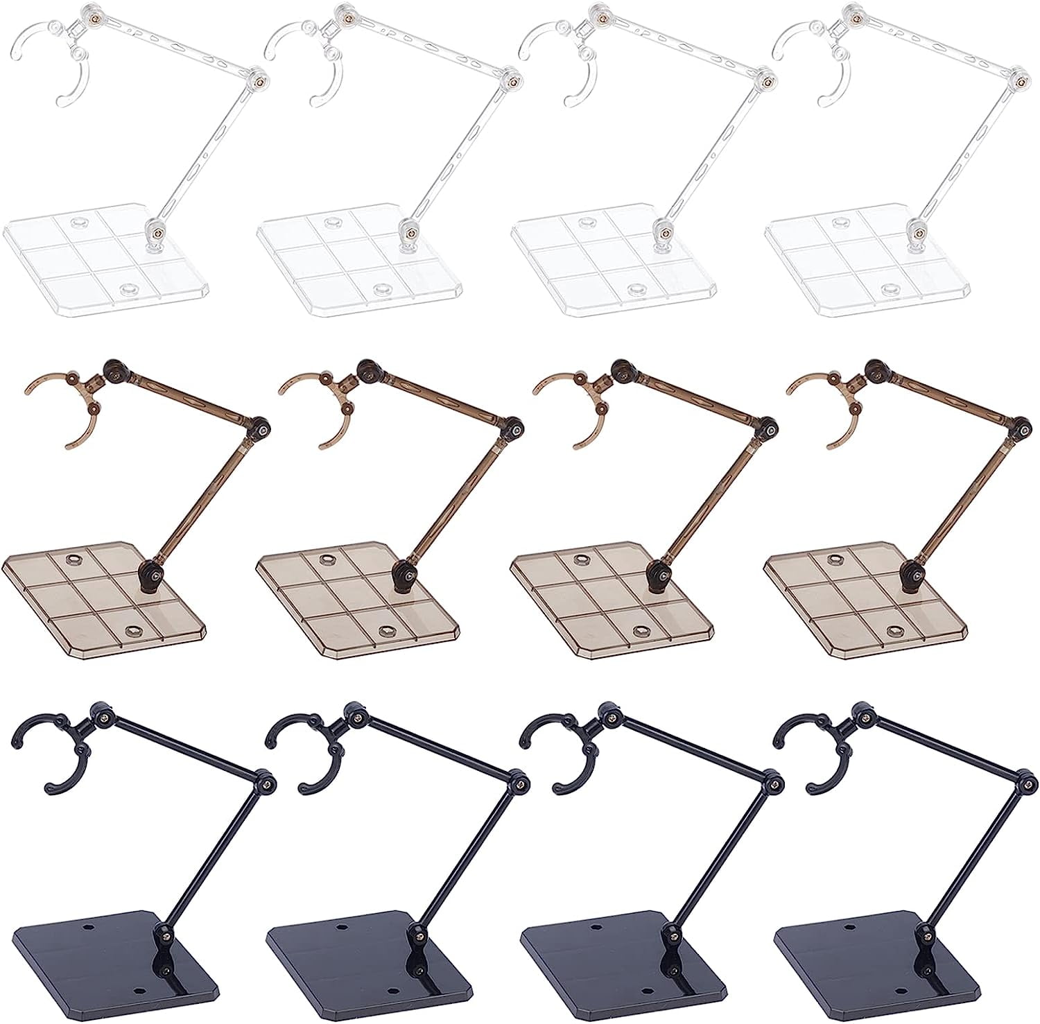 20-Pack Action Figure Stands With Screwdrivers – Clear Display Holders For Gundam, Figma & 6-Inch Figures