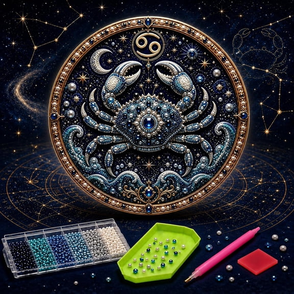 DIY 12 Zodiac Signs Pearl Art Kit, Diamond Art Kits for Adults, Framed Pearl Diamond Painting, 7.87 x 7.87 in