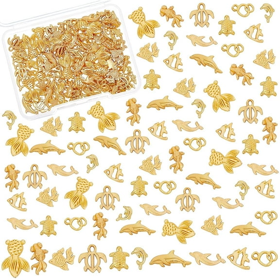 DIY 120 Pcs Resin Fillers 10 Styles Alloy Resin Filling Accessories Ocean Animal Epoxy Resin Supplies for Resin Jewelry Making Nail Arts and Crafting - Golden DIY