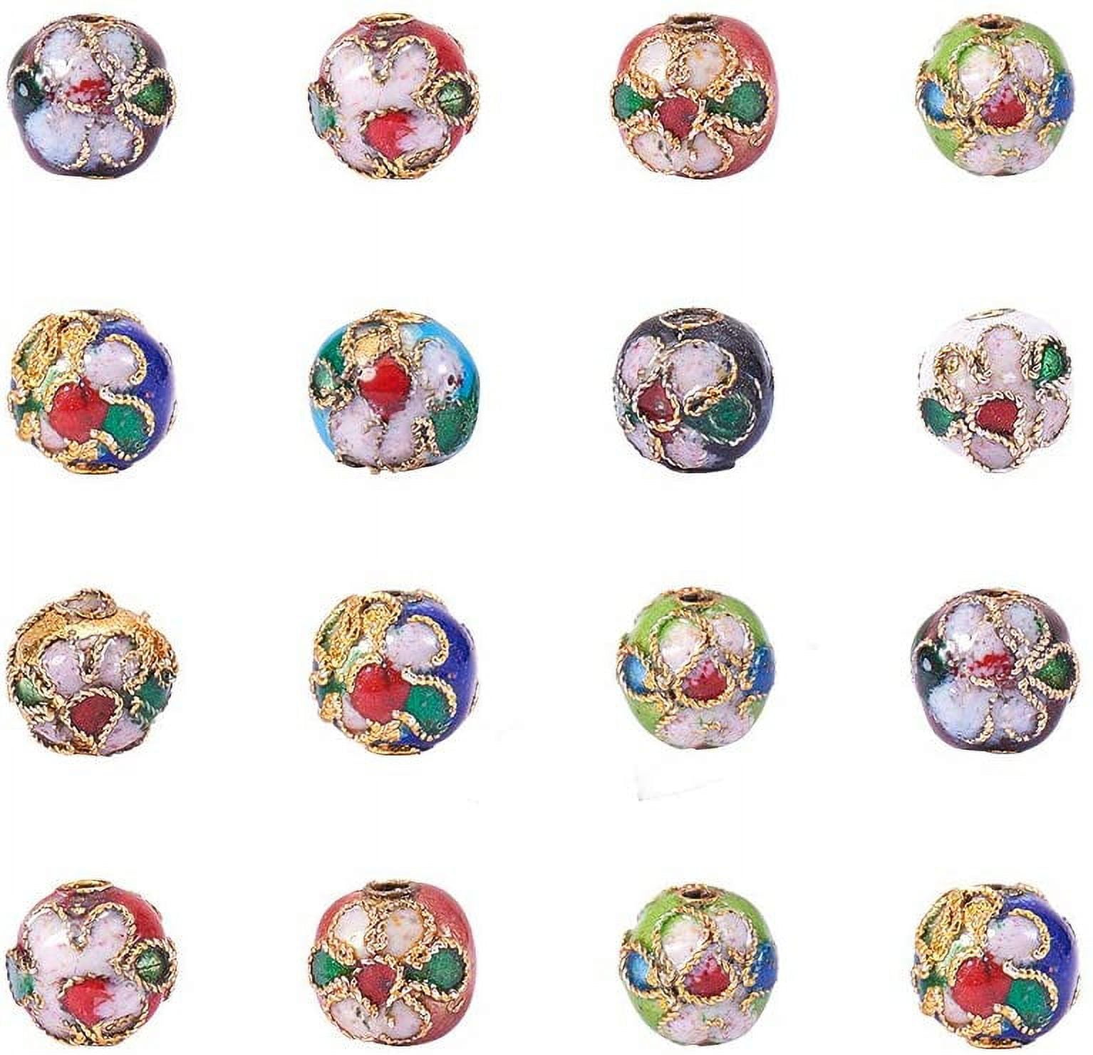 DIY 120 Pieces 8mm Handmade Round Enamel Cloisonne Beads for DIY Jewelry Making Craft Loose Beads Mixed Color DIY