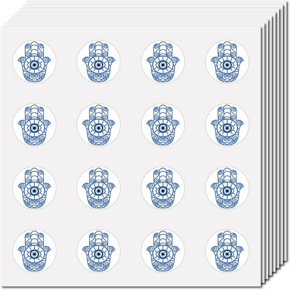 DIY 128 Pcs Hamsa Hand Stickers Lucky Sticker Vinyl Waterproof Self-Adhesive Small Round Bulk Decor Scrapbook DIY Craft for Laptop Water Bottle 2.5x2.5cm DIY