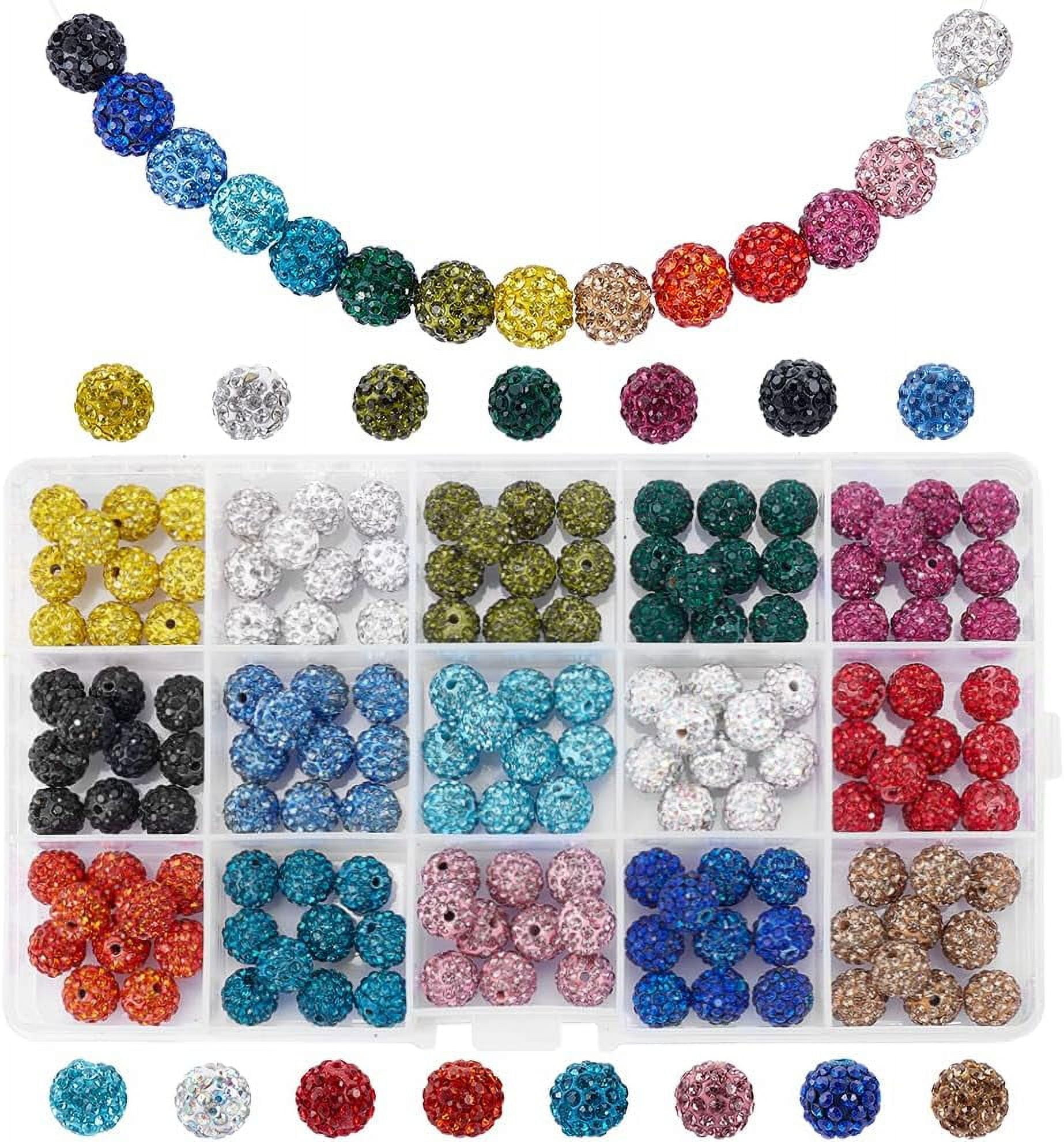 DIY 150pcs 15 Colors Rhinestones Beads 10mm Pave Disco Ball Clay Beads Polymer Clay Rhinestone Beads Crystal Diamond Beads DIY