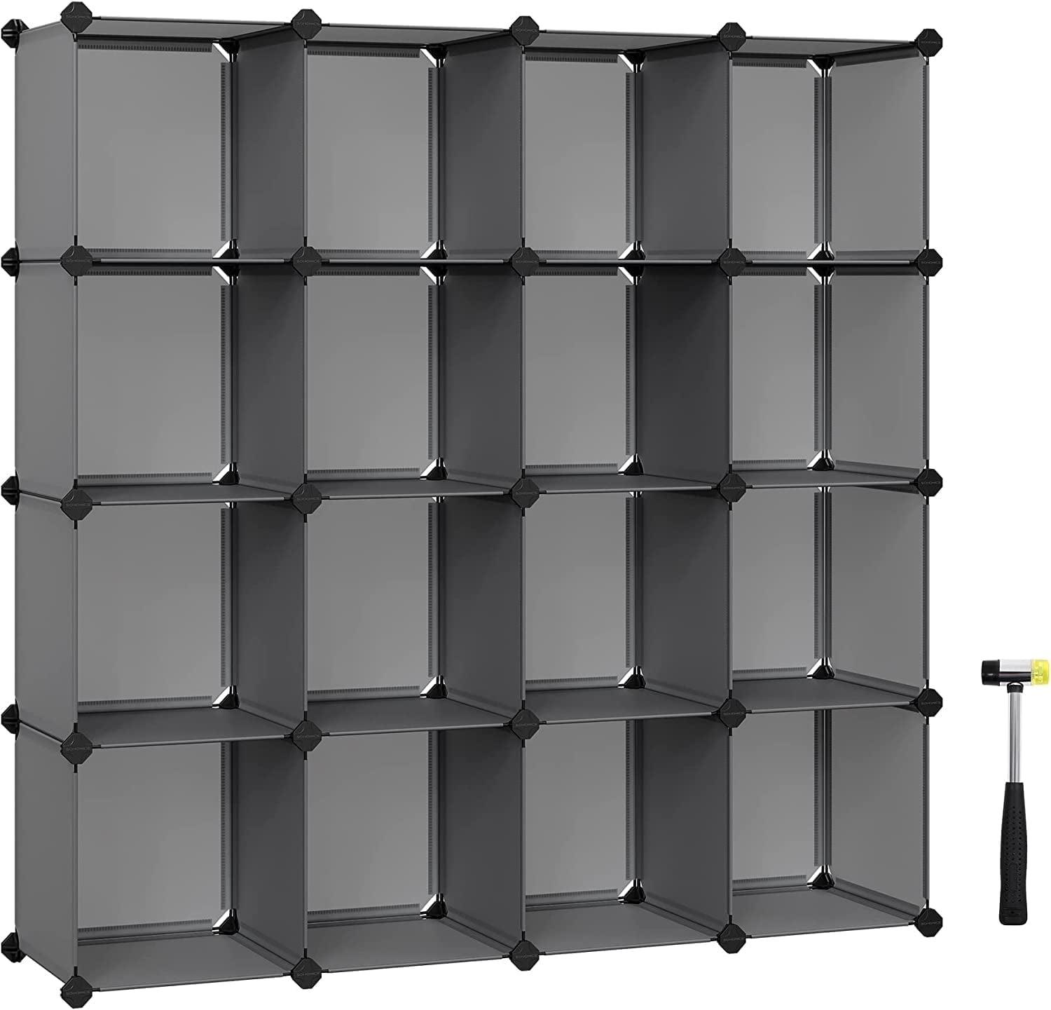 DIY 16 Cube Storage Organizer Shelf Closet Cubbie Storage Bookcase for Bedrrom Living Room Gray
