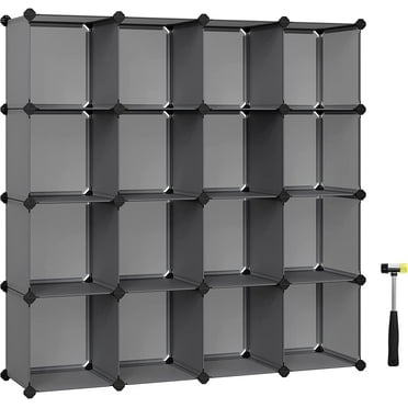 DIY 16 Cube Storage Organizer Shelf Closet Cubbie Storage Bookcase for Bedrrom Living Room Gray