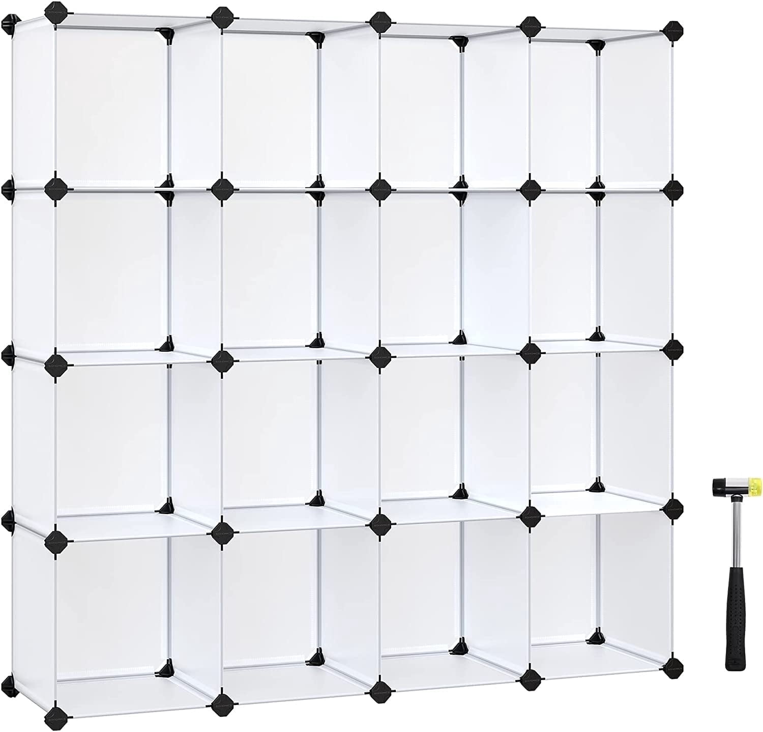 DIY 16 Cube Storage Organizer Shelf Closet Cubbie Storage Bookcase for Bedroom Living Room White Translucent