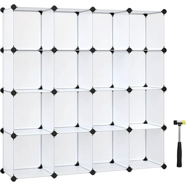 DIY 16 Cube Storage Organizer Shelf Closet Cubbie Storage Bookcase for Bedrrom Living Room White Translucent