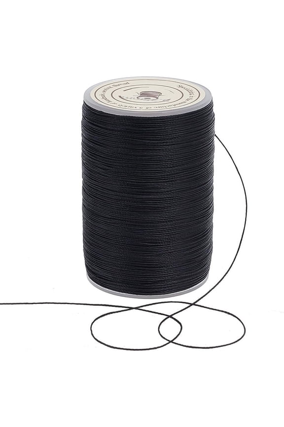 DIY 175 Yards/160m Black Waxed Polyester Cord 0.3~0.4mm Twisted Sewing Waxed Thread Polyester Cord Stitching Thread Cord Wax String with Spool for Bracelets Necklace Jewelry Making Mixed Color DIY