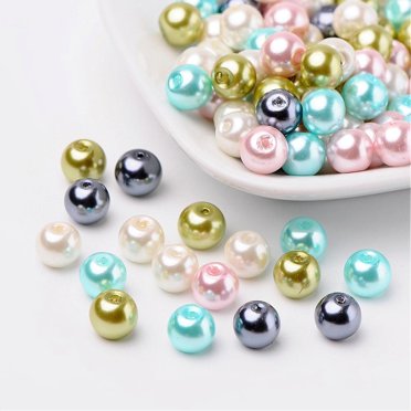 200x Mixed Pearlized Glass Round Beads - 6mm - Dark Blue - DIY Jewelry Spacers