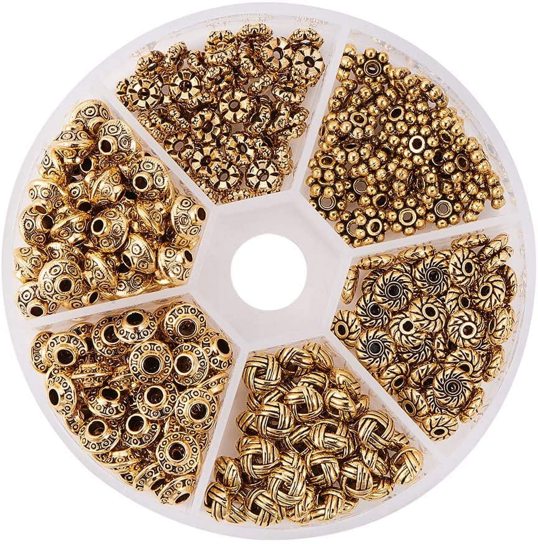 200 Pcs 8mm Flower Daisy Alloy Spacer Beads - Antique Gold Tibetan Style Charms For DIY Jewelry Making