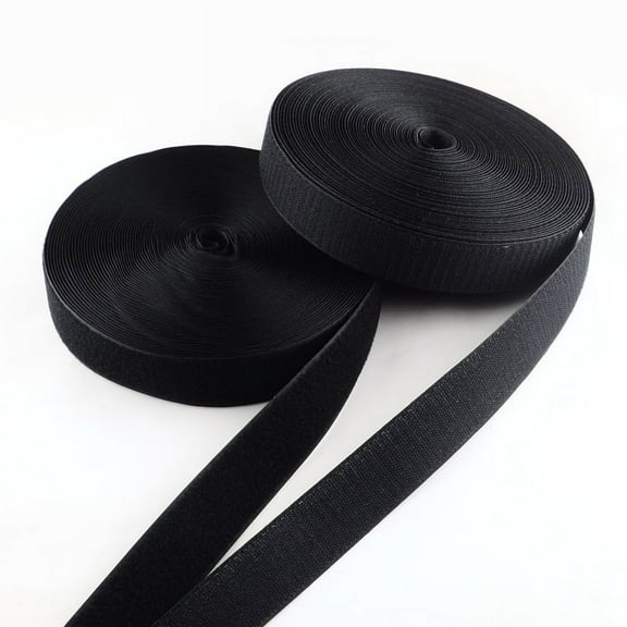 DIY 1Group Adhesive Hook and Loop Tapes Magic Taps with 50% Nylon and 50% Polyester Black 25mm 25m/roll 2rolls/group DIY