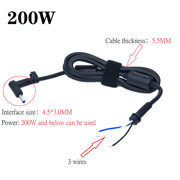 DIY 1PCS DC Jack 4.5*3.0mm Charr Adapter Plug 3p Power Supply Cable For Laptop 4.5 X 3.0 Mm Power Cable Cord Connector