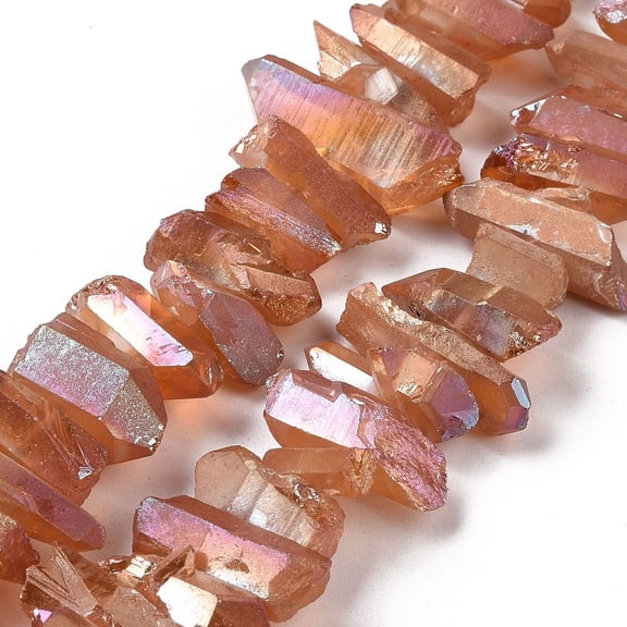 DIY 1Strand Natural Quartz Crystal Points Beads Strands Dyed Nuggets Coral 15~30x4~8x4~7mm Hole: 1mm 8 inch