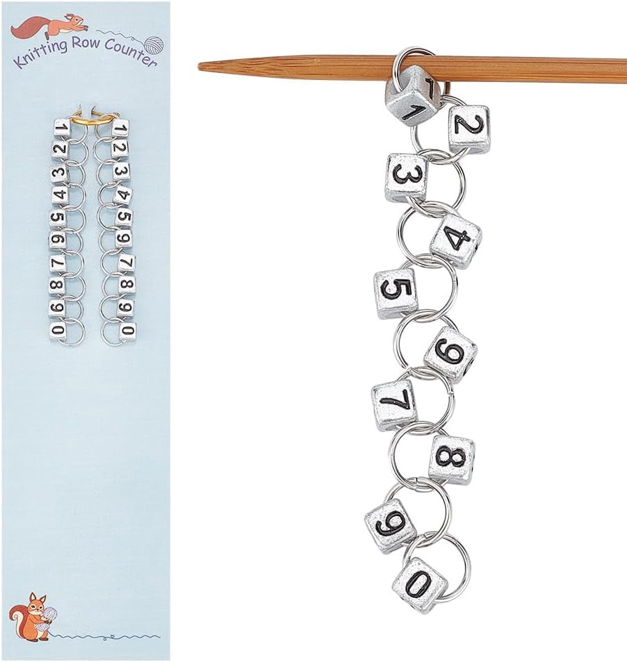 DIY 2 Pcs Cub with Number Acrylic Pendant Knitting Row Counter Chains ...