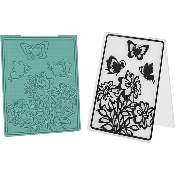 DIY 2 Pcs Flower Butterfly Plastic Embossing Folders DIY Plastic Template Craft Card Making for Handcraft Photo Album Decoration 5.83 x 4.13 Inches DIY