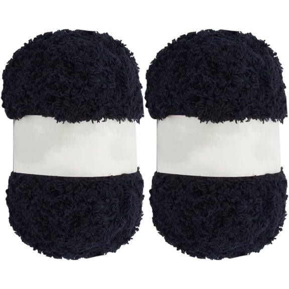 DIY 2 Rolls 218 Yards Soft Coral Velvet Yarn Chenille Fluffy Sheepy Sherpa Fleece Crocheting Sewing Amigurumi Jumbo Knit Yarn for Bag Hat Scarves Clothes Gloves Carpet Doll DIY Crafts Black