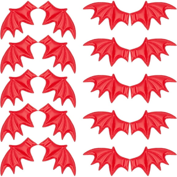 DIY 2 Style 40PCS Leather Halloween Bat Wings DIY Crafts Bat Wing Spooky Bats Halloween Decorations for Hair Ornament & Costume Accessory (Crimson) Mixed Color DIY