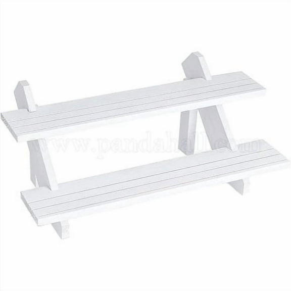 DIY 2 Tier Stair Style Wooden Plant Stand Kit Garden Display Shelf Flower Pot Holder Storage Organizer Rack with Screws & Wing Nuts White