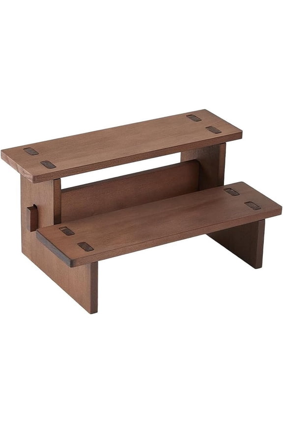DIY 2 Tier Wooden Display Risers Stand Display Shelves Rectangle Wood Table Cupcake Stand Spice Rack Organizer Coffee Perfume Organizer for Cabinet Home Wedding Party DIY