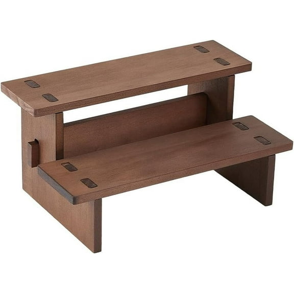 DIY 2 Tier Wooden Display Risers Stand Display Shelves Rectangle Wood Table Cupcake Stand Spice Rack Organizer Coffee Perfume Organizer for Cabinet Home Wedding Party DIY