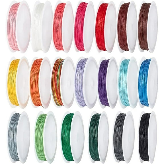 DIY 20 Colors Beading String 0.5mm Bracelet Thread Chinese Knotting Cord Thread Kumihimo Macrame Thread Jewelry String for Friendship Bracelet Christmas Jewelry Making 218 Yards DIY