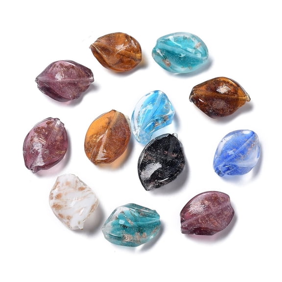 DIY 20pc Handmade Gold Sand Lampwork Beads Twist Mixed Color 20x15x7mm Hole: 2mm